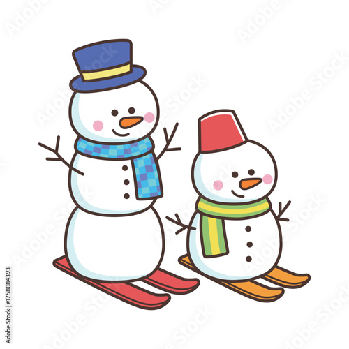 スキーをする雪だるま