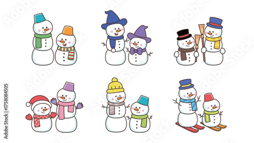 かわいい雪だるまのセット