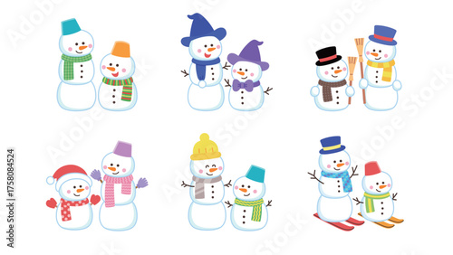 かわいい雪だるまのセット