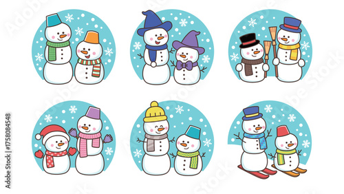 かわいい雪だるまのセット