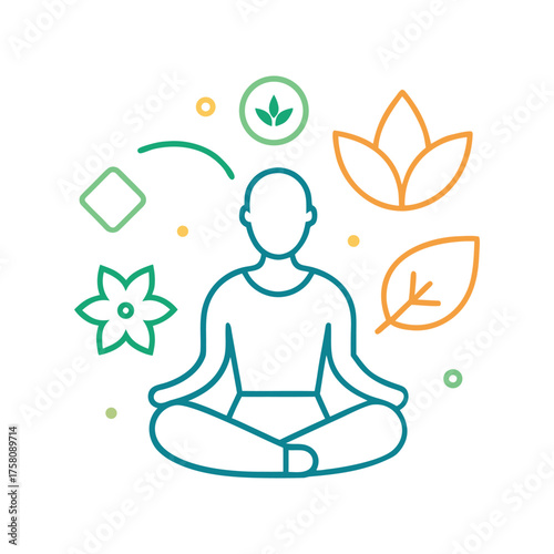 Wellness Lifestyle Icons Yoga Breathing Exercise
