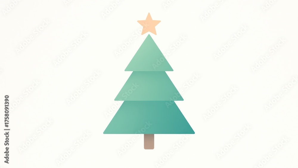 Fototapeta premium Minimalist geometric Christmas tree wallpaper for desktop