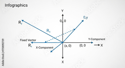 Educational vector diagram showing X and Y components with magnitude and direction arrows, used in physics and math lessons.