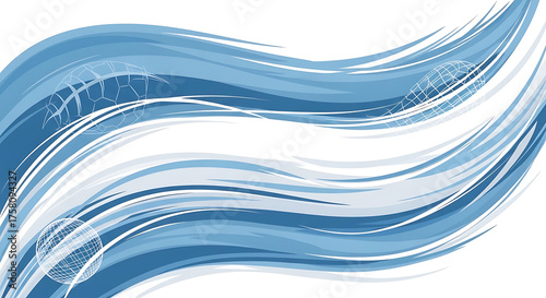Abstract blue watercolor wave isolated on white background with brush strokes