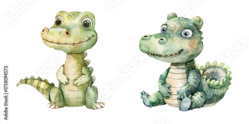 cute crocodile watercolor vector illustration