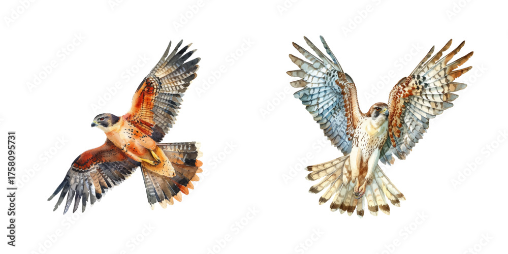 Obraz premium flying falcon watercolor vector illustration