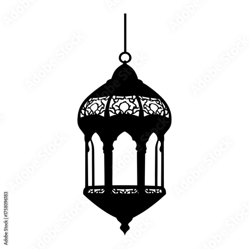 Arabic lantern silhouette chandelier decoration vector