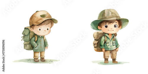 forest ranger watercolor vector illustration