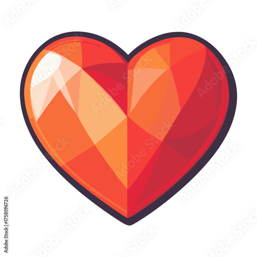 Carttoon heart icon geometric abstract colorful vector