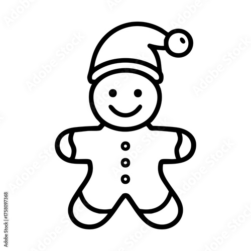 Festive gingerbread man outline vector