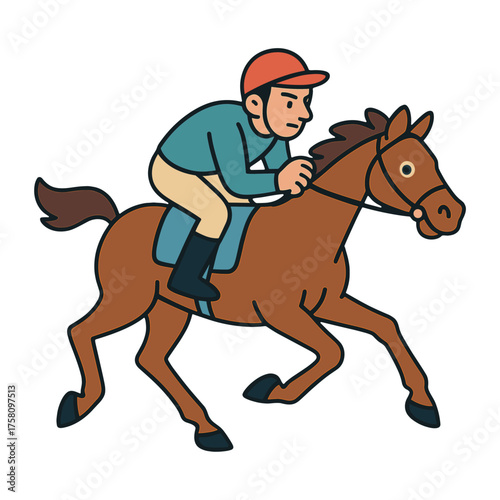 Cartoon jockey riding horse vector