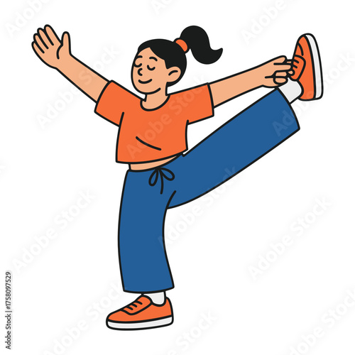 Joyful cartoon character stretching vector