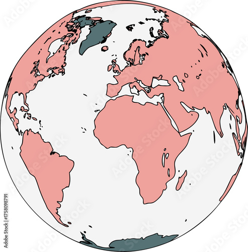 Vector 3D Earth globe in plasticine render, eco-friendly design, Earth Day theme, global awareness, transparent background illustration.