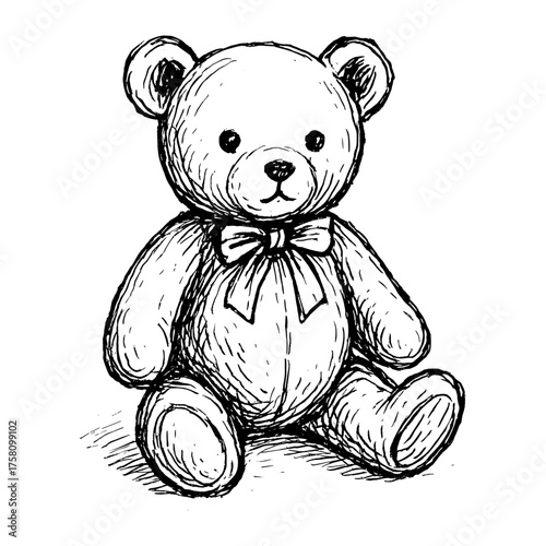 Charming sketch teddy bear vector