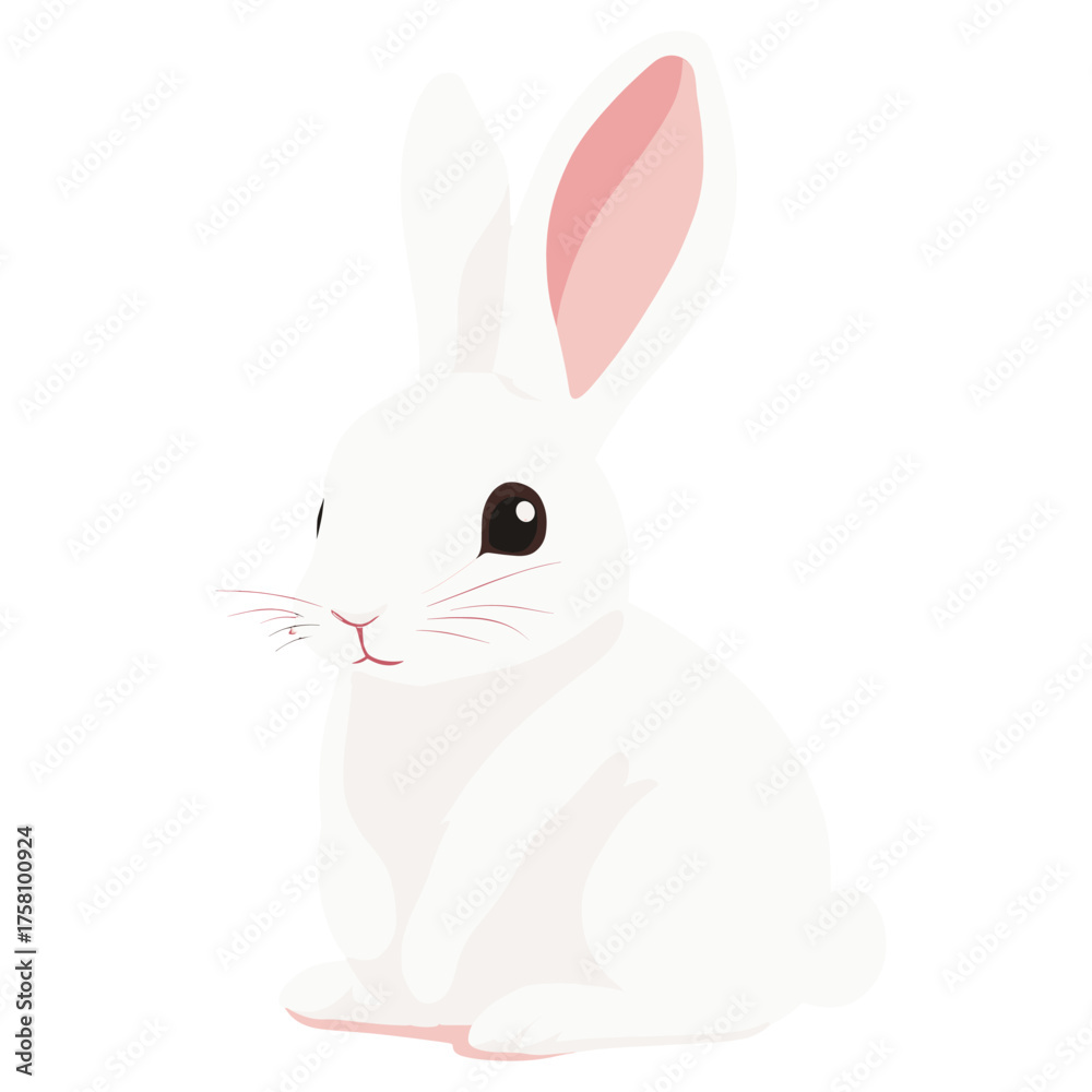 Obraz premium White Bunny sitting bunny illustration background vector