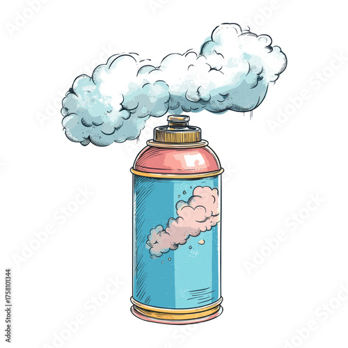 Magical spray paint can cloud art illustration vector
