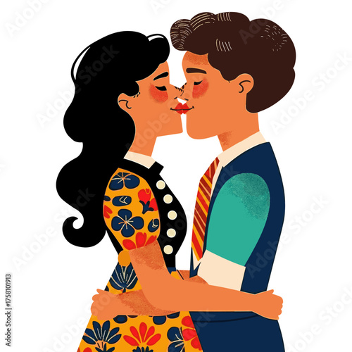 A couple dressed formally about to kiss art romantic woman vector