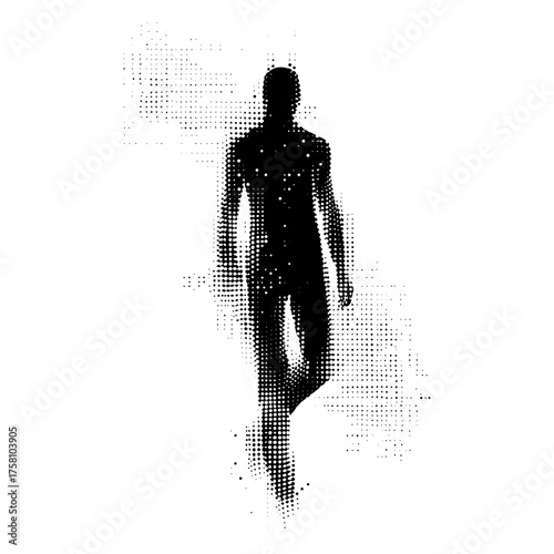 A simple full body human silhouette dots art vector