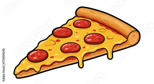 Delicious Italian Pizza Slice with Melted Cheese Illustration