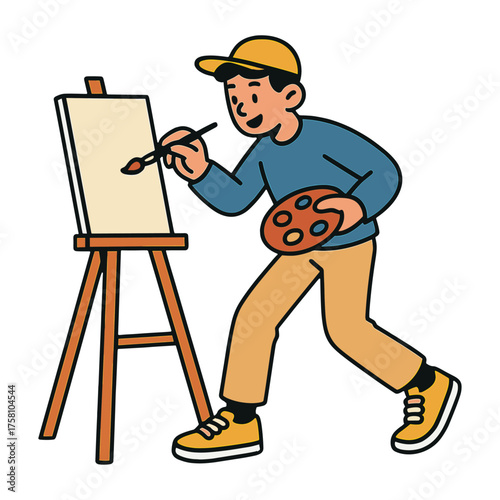 Artist painting canvas illustration vector