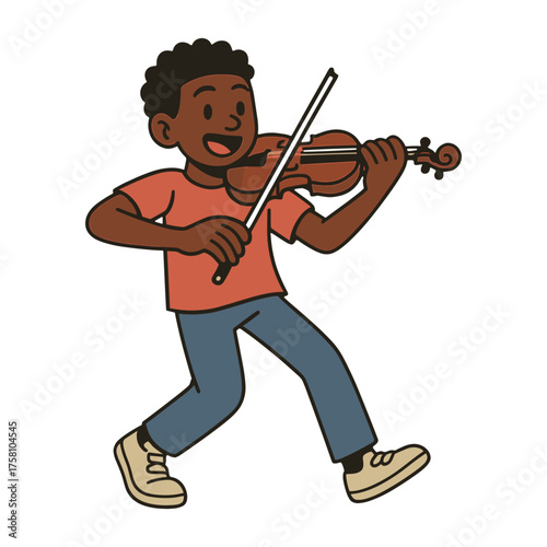 Cartoon violinist playing music joyfully vector