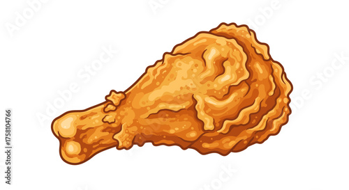 Cartoon Style Fried Chicken Drumstick Vector
