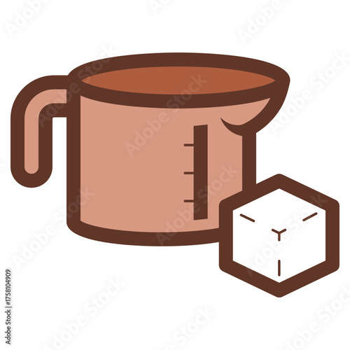 measuring cup with sugar cube icon
