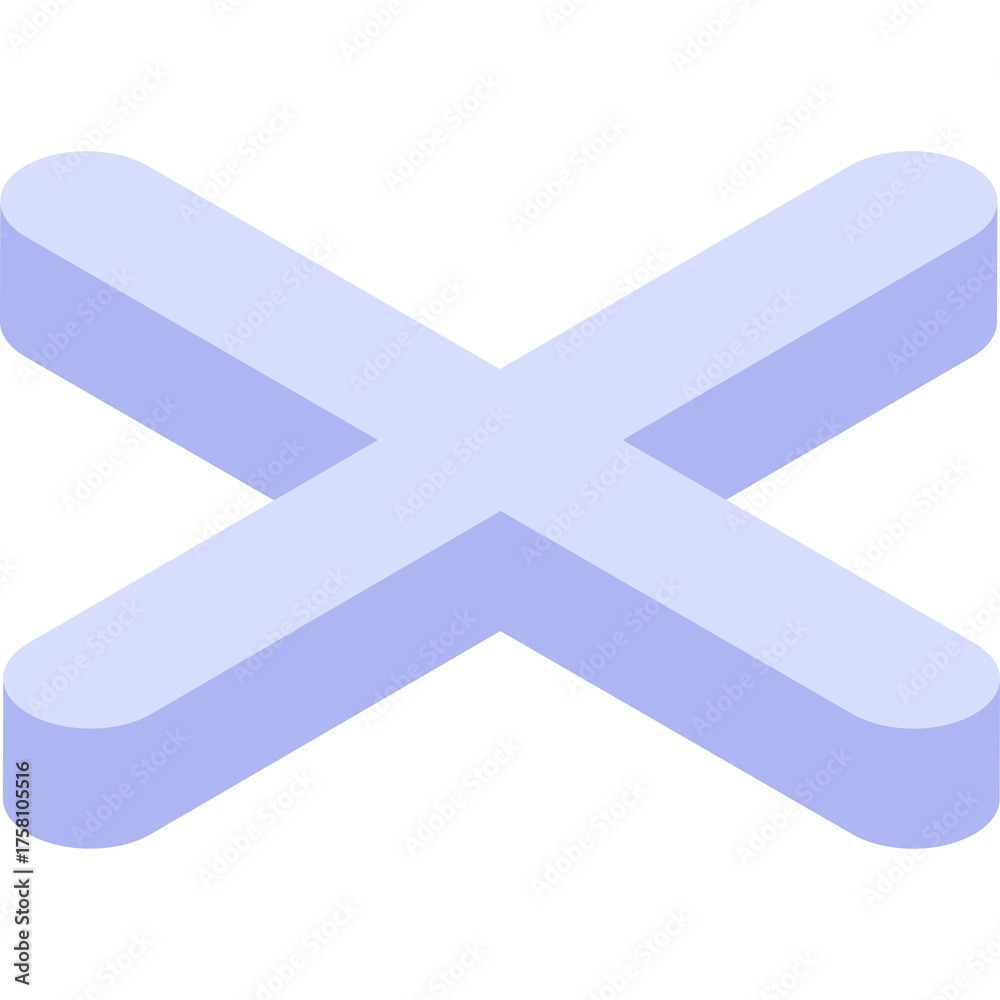 Obraz premium Isometric Light Purple X Mark Symbol Isolated On White Background Simple Graphic Element