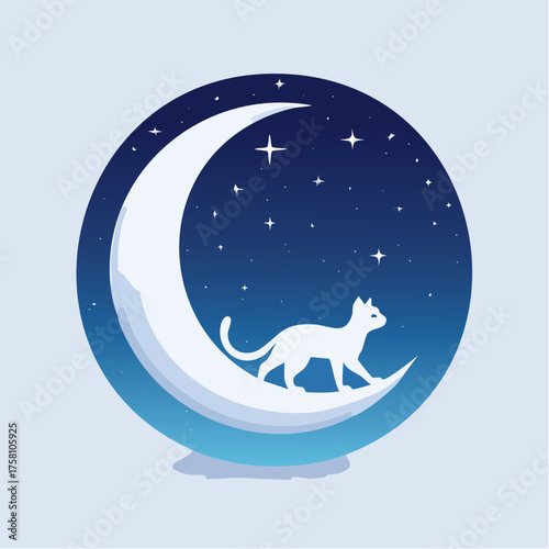 Dreamy Moonlight Journey Animal Vector Composition