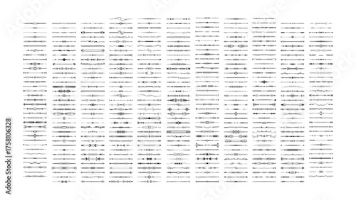 Set Black Simple Line Collection Doodle Border Elements Vector Design Style Sketch Isolated Illustration For Banner