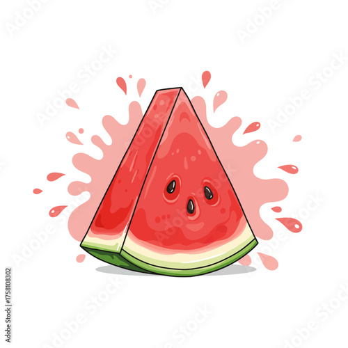 Juicy Watermelon Slice with Splash.