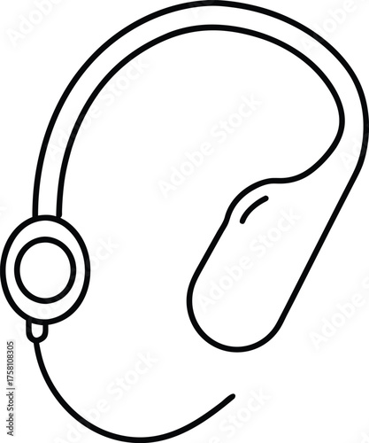AI Hearing Aid Line Art – Transparent Background