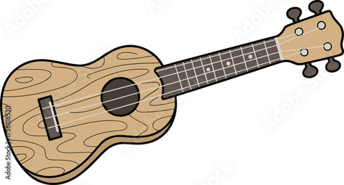 Wooden ukulele guitar illustration, acoustic musical instrument, string music, melody, harmony, art, design, sound, performance
