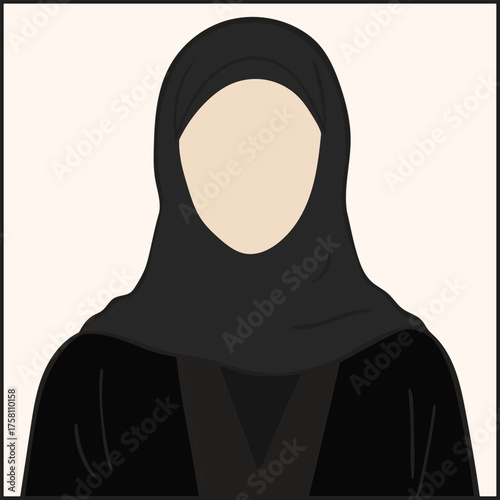 Faceless Hijabi Woman Illustration in Neutral Tones – Suitable for Identity-Themed Editorial Layouts and Inclusive Digital Sticker Packs