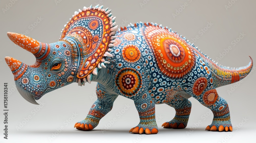Fototapeta premium Colorful ornate Triceratops dinosaur model.