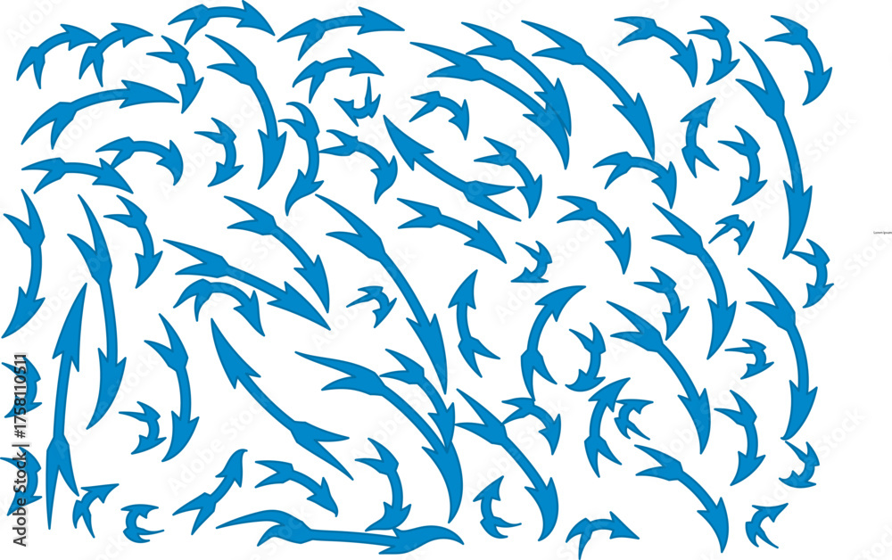 Fototapeta premium Collection of blue arrows on white background