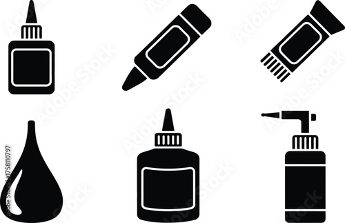 Collection of Adhesive and Glue Bottle Icons