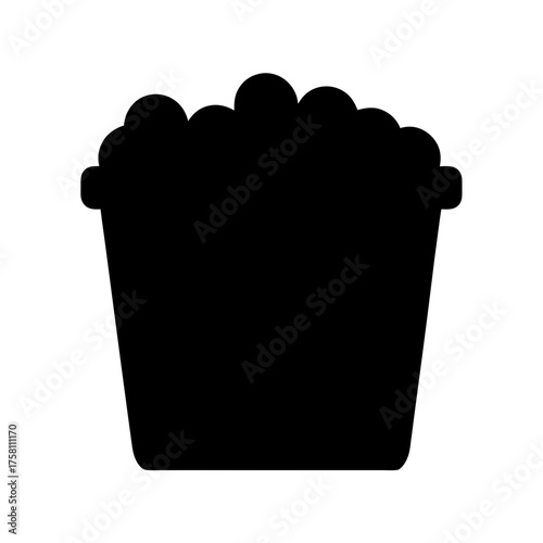 Silhouette of a full laundry basket brimming with clothes icon symbol for washing cleaning and domestic chores