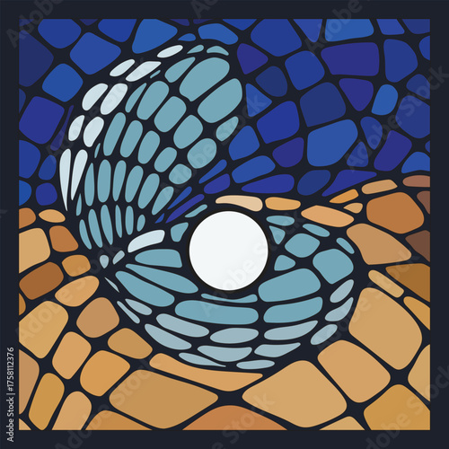 Pearl Inside Stylized Seashell Artwork – Great for Ocean Heritage Posters and Creative Cultural Learning Resources