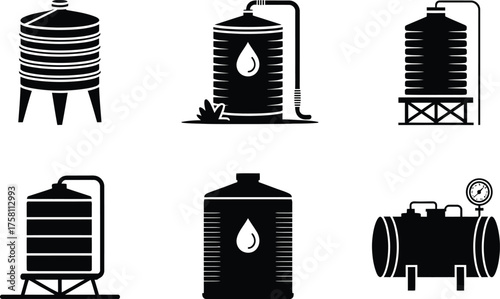 Collection of Industrial Water Tank Icons