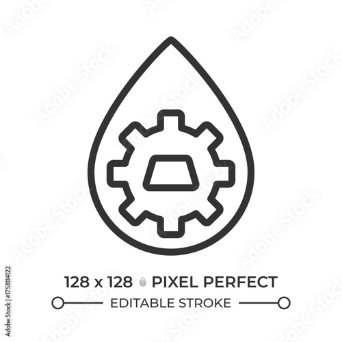 Hydrometallurgy line icon. Metal processing, extraction. Industrial technology. Liquid purification. Isolated vector illustration. Outline symbol. Simple linear drawing. Editable stroke