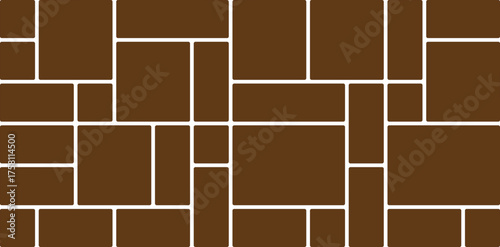 Abstract geometric pattern of brown rectangles with white dividing lines design
