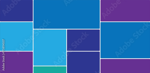 Colorful abstract geometric block background with shades of blues and purples