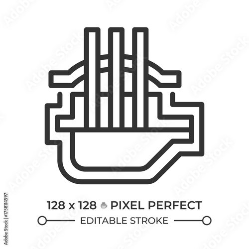 Electric arc furnace line icon. Heavy industry, metallurgy. Modern technology, manufacturing. Metal casting. Isolated vector illustration. Outline symbol. Simple linear drawing. Editable stroke