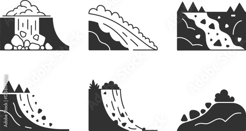 Collection of Landslide and Avalanche Icons