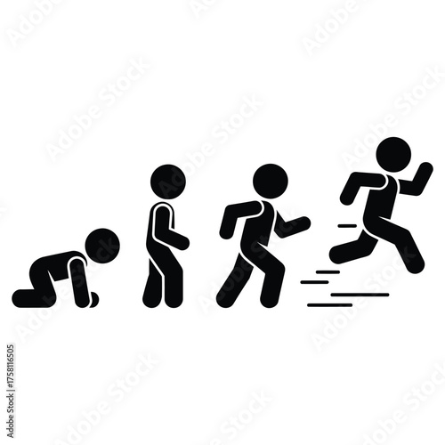Human life stages from crawling to running