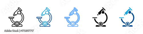 Microscope icon sheet multiple style collection