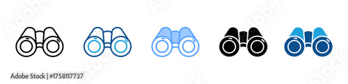 Binoculars icon sheet multiple style collection