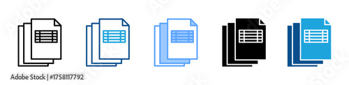 Spreadsheet icon sheet multiple style collection