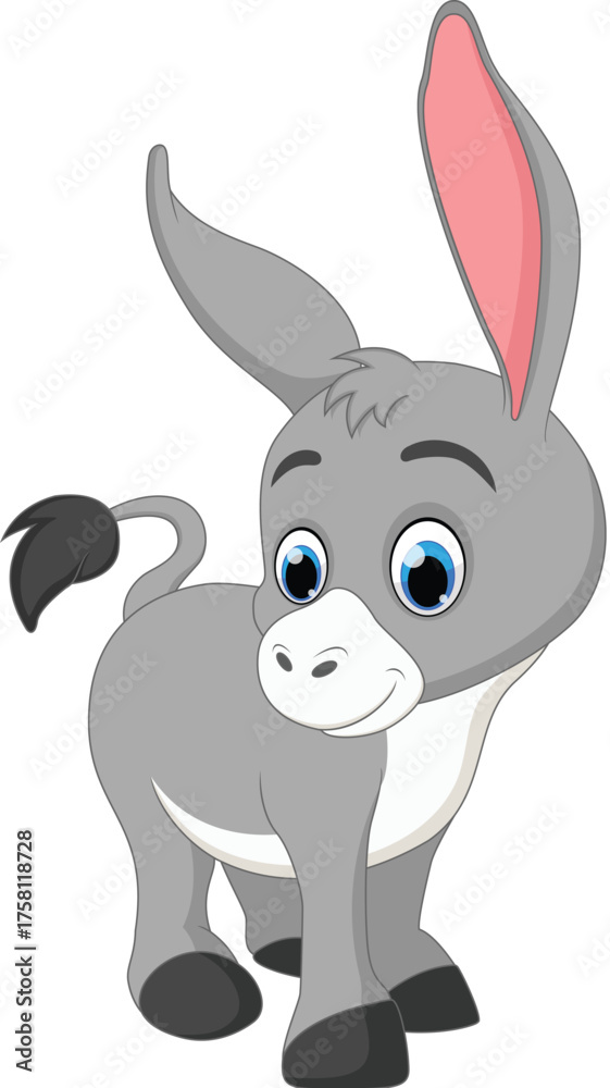 Fototapeta premium Small pixel art donkey with blue eyes 8-bit retro